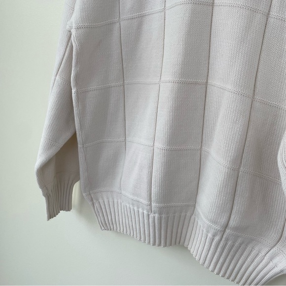 LL Bean Vintage Made in USA 100% Cotton Ivory Square Knit Sweater Men’s Large L - Picture 3 of 8